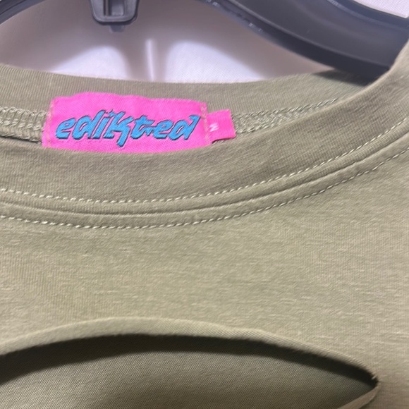 Edikted Green Mandarin Collar Cut-Out Bodysuit - Picture 4 of 7